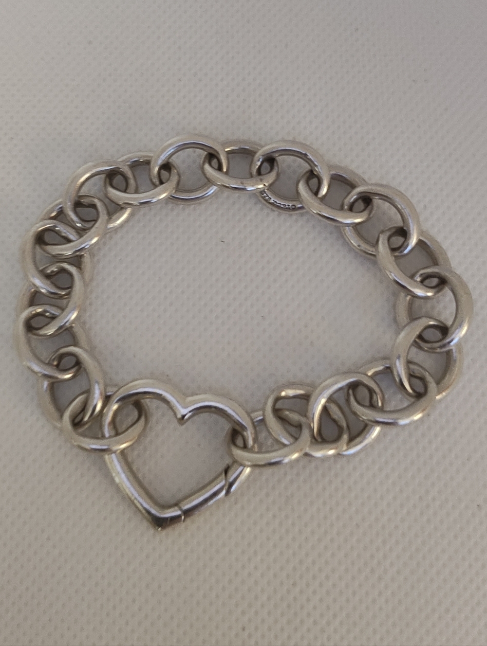 Authentic Tiffany & Co. Silver Link Open Heart Bracelet
